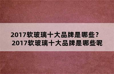 2017软玻璃十大品牌是哪些？ 2017软玻璃十大品牌是哪些呢